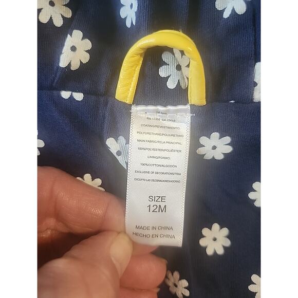 Infant Girls Raincoat 12 M Yellow Daisy Floral Lining Waterproof Pockets Button - Picture 7 of 9